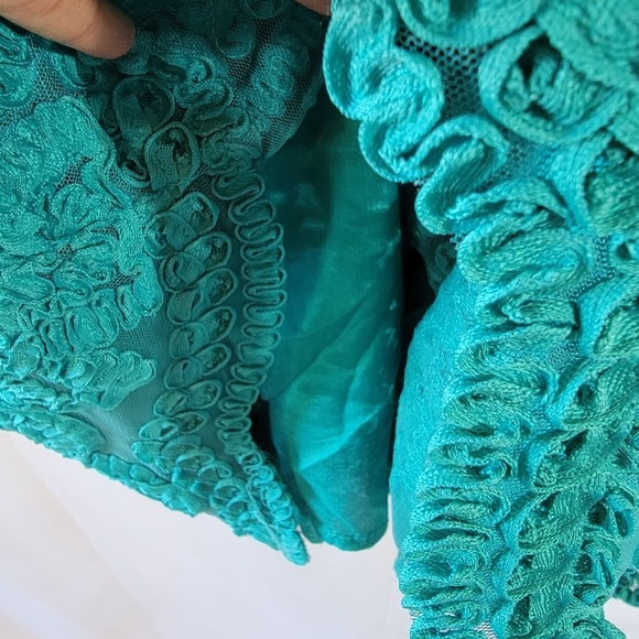 Anthropologie YOANA BARASCHI New Light Dress Sz 2 Teal Embroidered Fairy Artsy - Picture 8 of 12